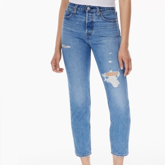 Levi’s wedgie straight crop jeans distressed light wash size 24 NWOT - Picture 2 of 9